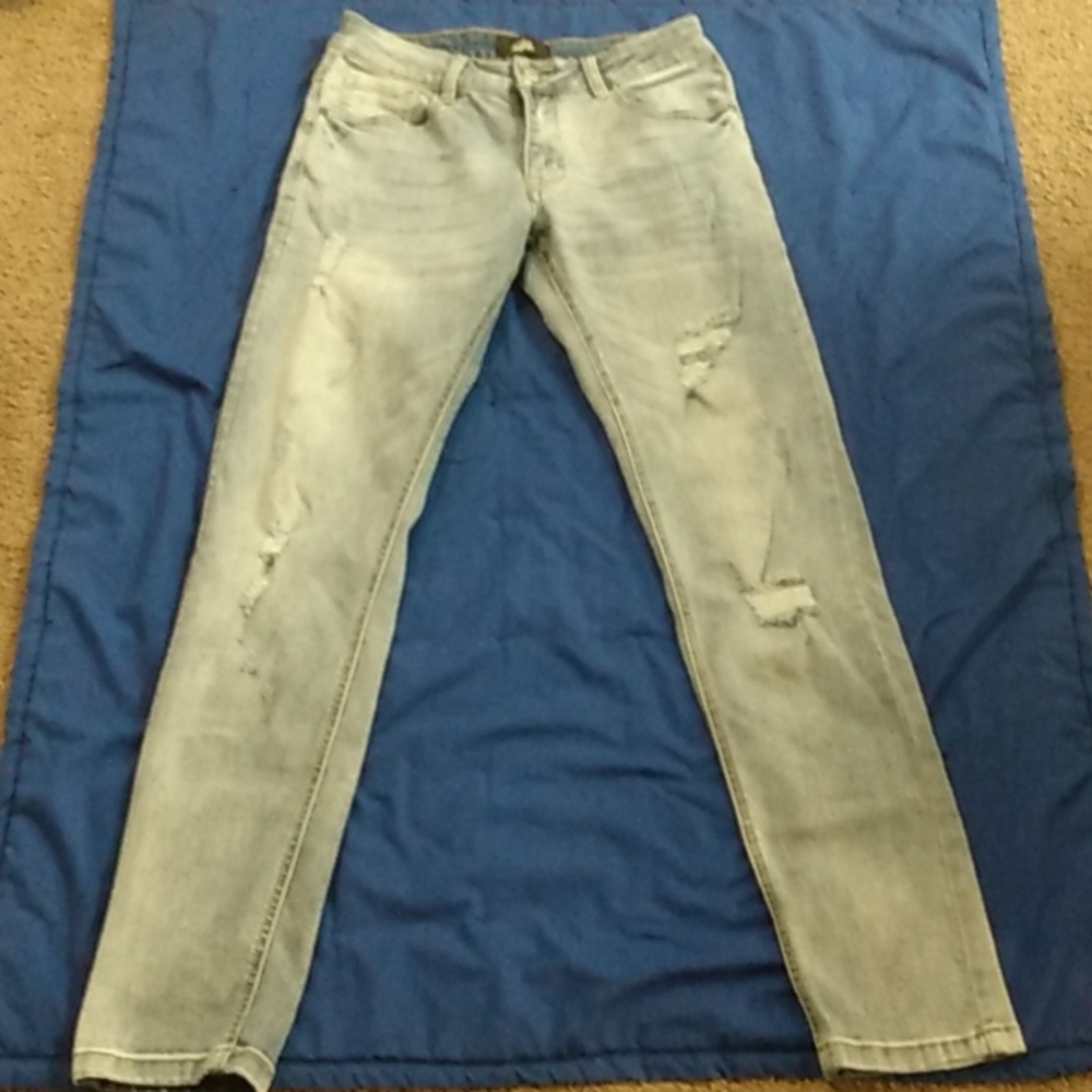Mens ziz jeans. Blue, distressed, skinny 30 w. 31 in. Inseam